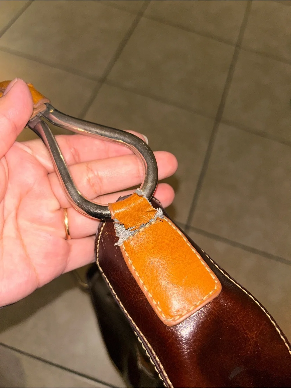 Y2K Brown shoulder purse with a large 'S'